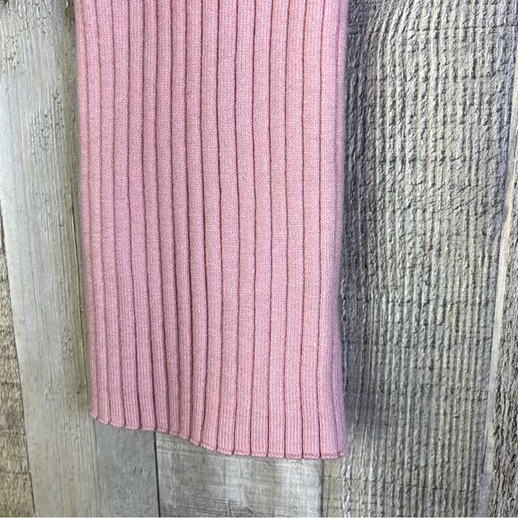 XS Ribbed V-Neck Front & V-Neck Back Cropped Knit Long Sleeve Sweater Top - Picture 4 of 6